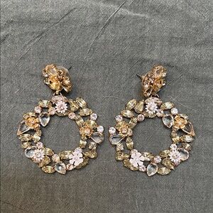 J. Crew Crystal Diamond Floral Wreath Earrings